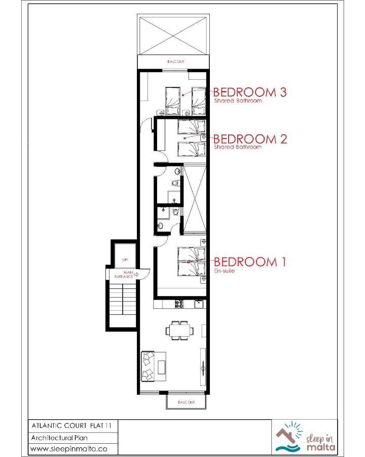 F11 Room 2, Private Room Two Single Beds Shared Bathroom In Shared Flat Msida Exterior foto